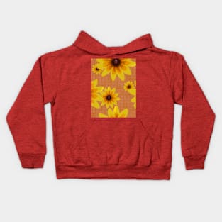 Blackeyed Susan on Burlap Orange Repeat 5748 Kids Hoodie